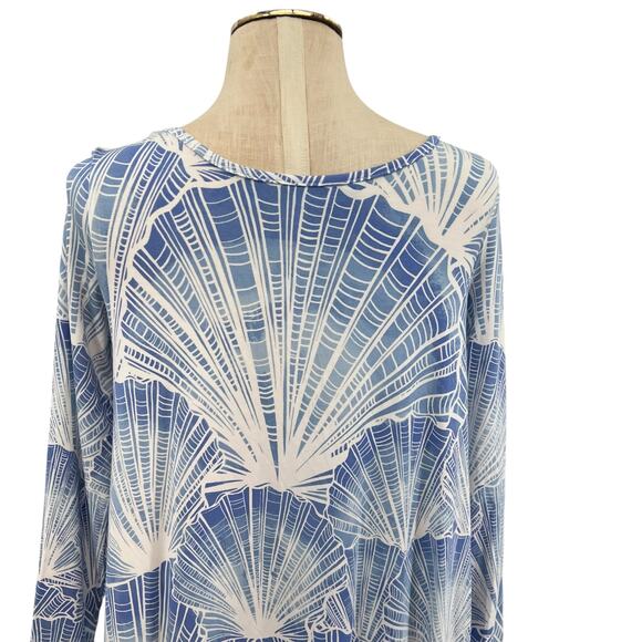 Tori Richard Honolulu Jersey Mini Dress Seashell‎ Print Blue Size Small - Picture 7 of 10